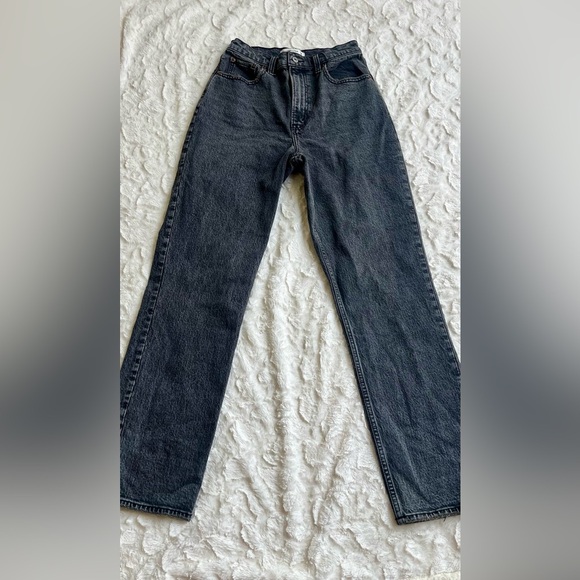Abercrombie & Fitch Denim - Abercrombie & Fitch Curve Love Straight Leg Jeans Washed Charcoal Black Size 26